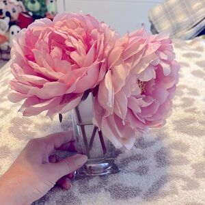 Faux Pink Peony Flower vase